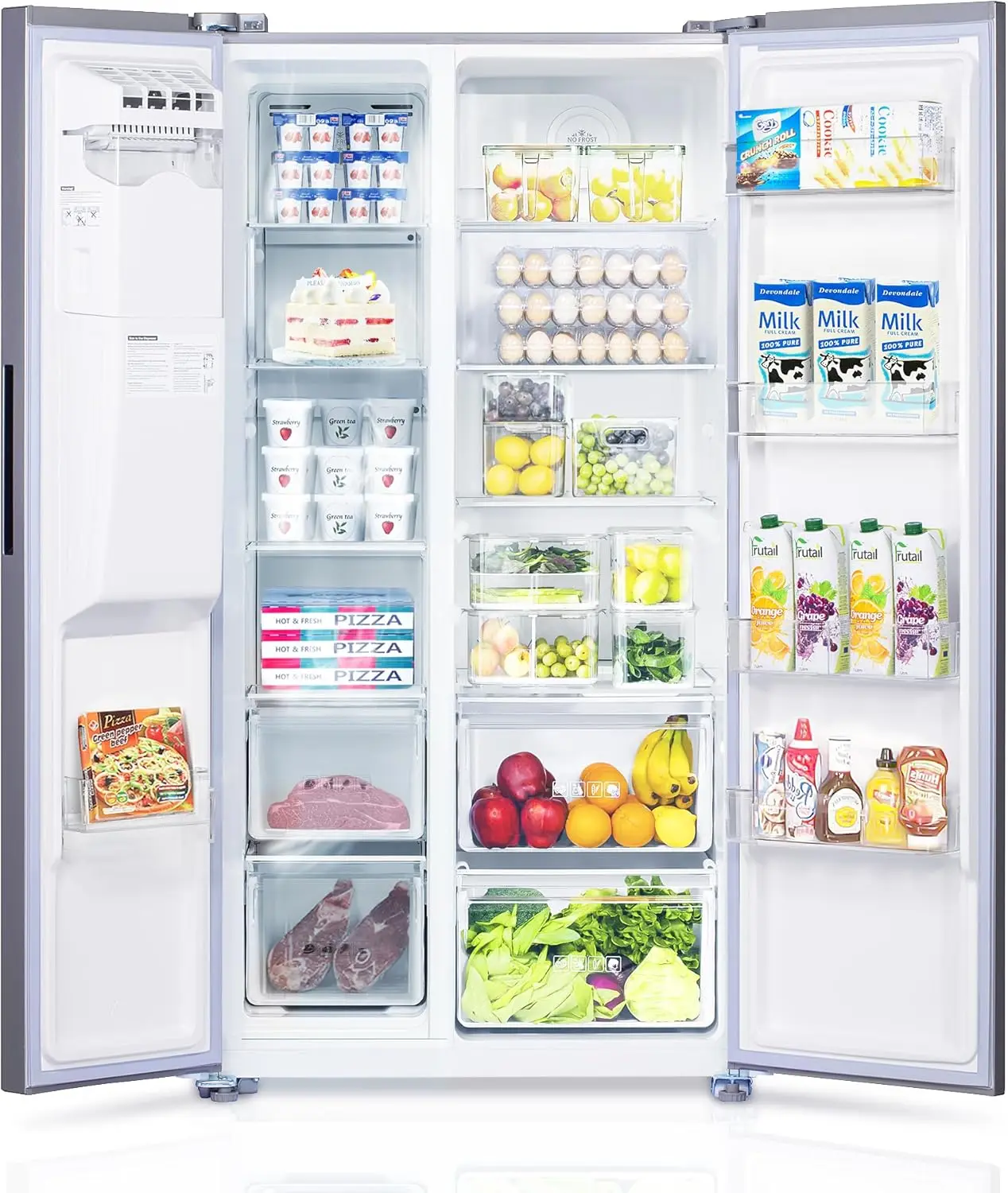Freestanding Side-by-Side Refrigerator with 18.1Cu. Ft Capacity Built-In Ice Maker & Water Dispensers 2 Door Auto Defrost Fridge 3