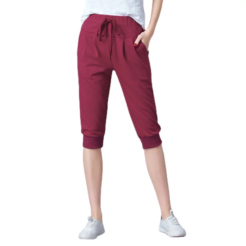 Summer thin sports Pants for Women Harem High Waisted Elastic Loose Joggers Sweatpants Calf Length Female Capris Trousers