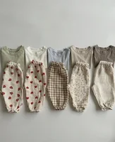Muslin Cotton Newborn Infant Baby Boys Girls Loose Pants Casual Lantern Pants Full Pants 2