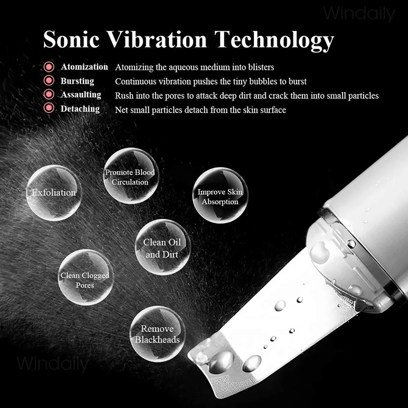 Ultrasonic Skin Scrubber Vibration Face Spatula Blackhead Remover Shovel Clean Cavitation Peeling Facial Lifting Skin Care Tools 3