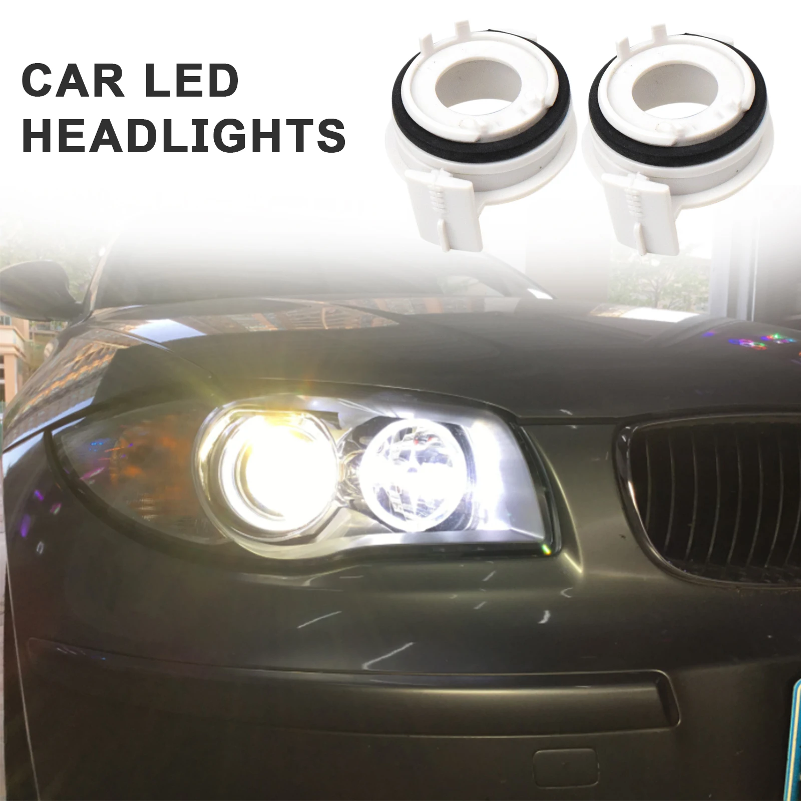 2 Pcs H7 Car LED Headlight Bulbs Retainer Base Holder Adapter For BMW E46 E65 E90 3 Series 325ci 325i 330ci 330i M3 328Ci 323i
