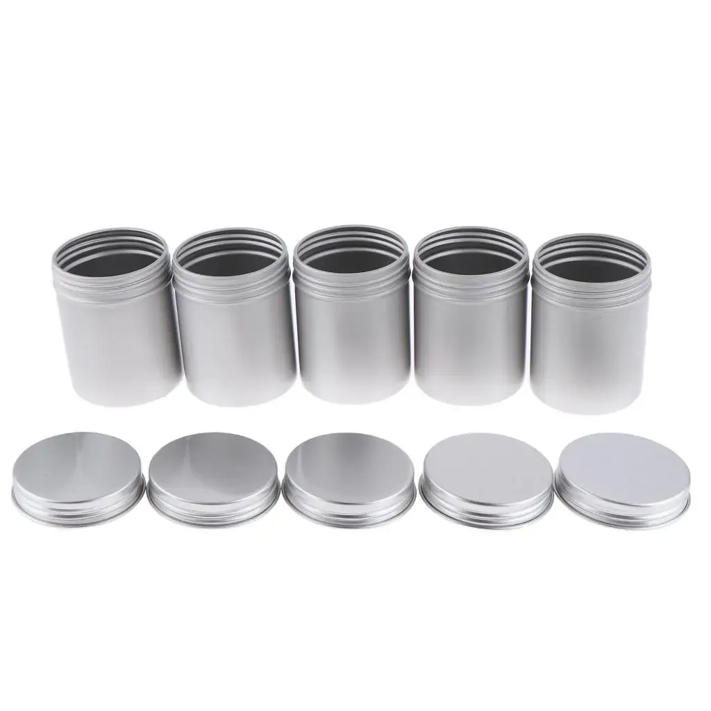 Aluminum Tin Jars With Screw Lids Lip Balm Containers 80ml 5Packs