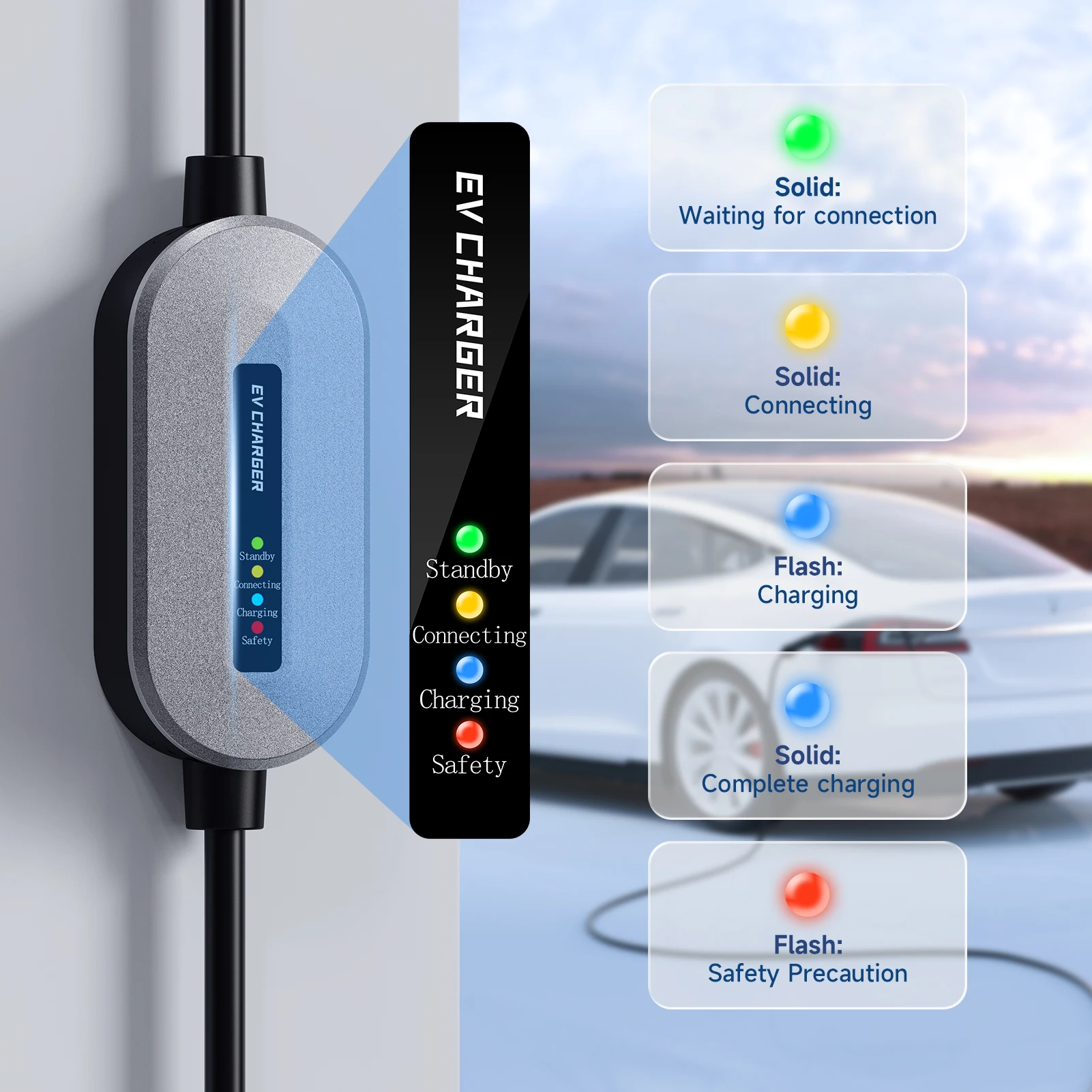 AFEEV Electric Car Charger 3.6kW 16A Type 2 Portable EV Charger Type 1 GB/T  80V-260V Charging Cable For Electric Vehicles