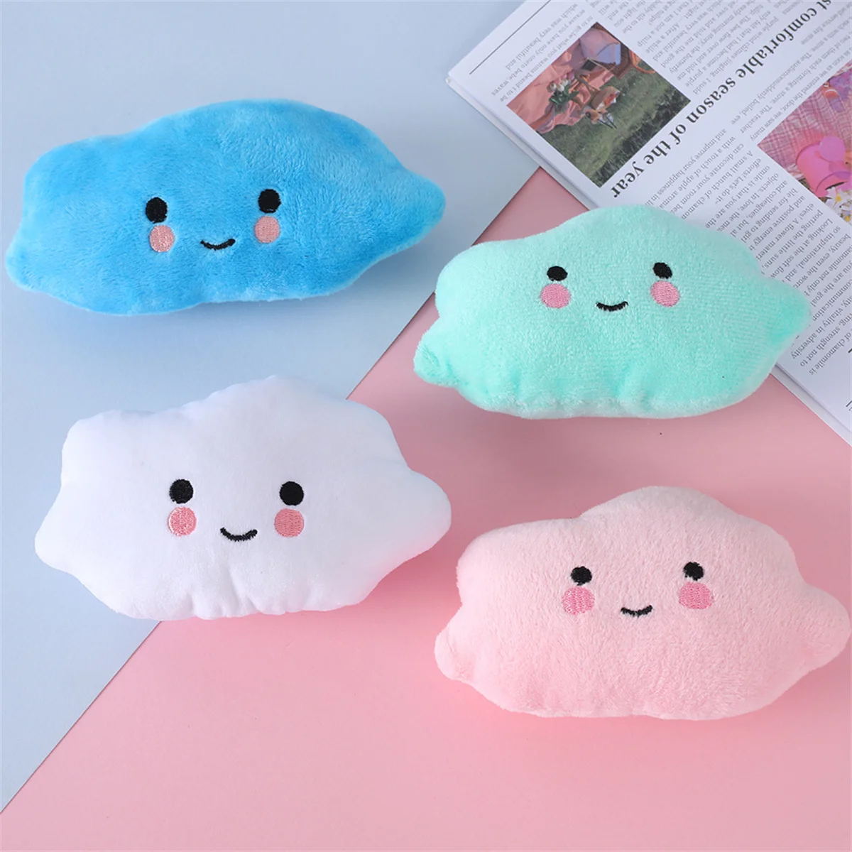 4PCS/PACK Pet Plush Toy Funny Pet Chew Toy Cartoon Cloud Shaped Pet Squeaky Toy Pet Sound Toy For Dogs Pet Supplies Dropshipping 4