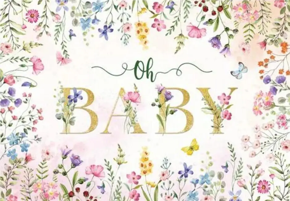 Boho Wedding Wildflower Garden Butterfly Baby Girl Sfondo Floreale Sfondo