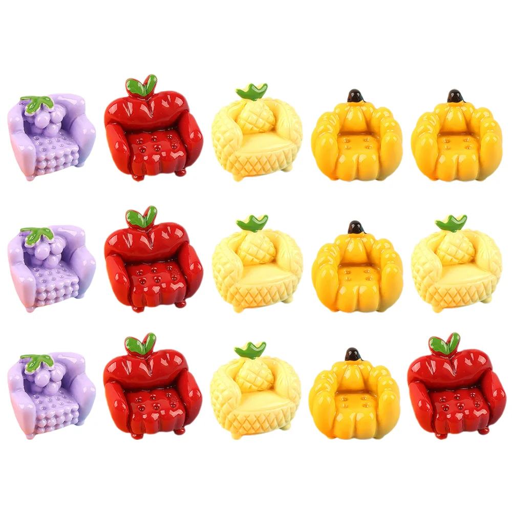 

15Pcs Mini Sofa DIY Craft Fruit Sofa Modeling Charms Handicraft Making Accessories (Mixed Style)
