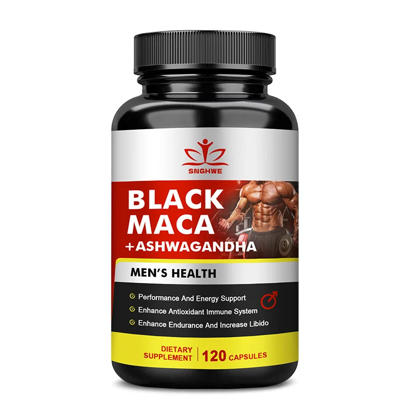 SNGHWE Black Maca Root Capsules for Men and Women for Natural Energy Mood and Immune Support-Vegan