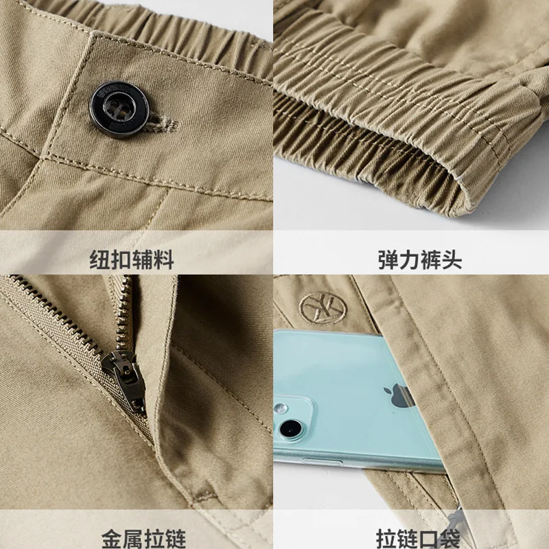 Summer Men's Cotton Shorts Multi-pockets Cropped Pants Outdoor Breathable Overalls Hiking Running Gym Fishing Bermudas SizeM-4XL