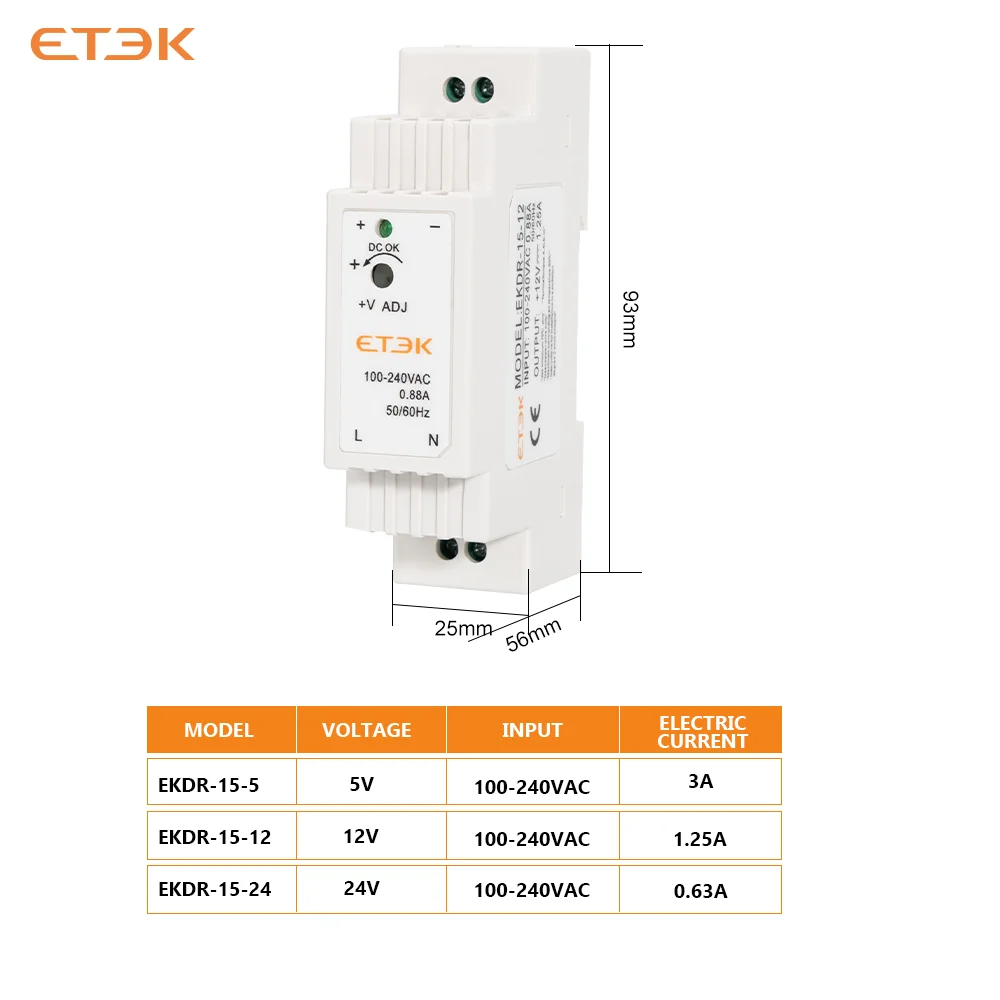 Ultra-Thin DIN Rail Switch Power Supply for Industrial Automation - 15W/60W