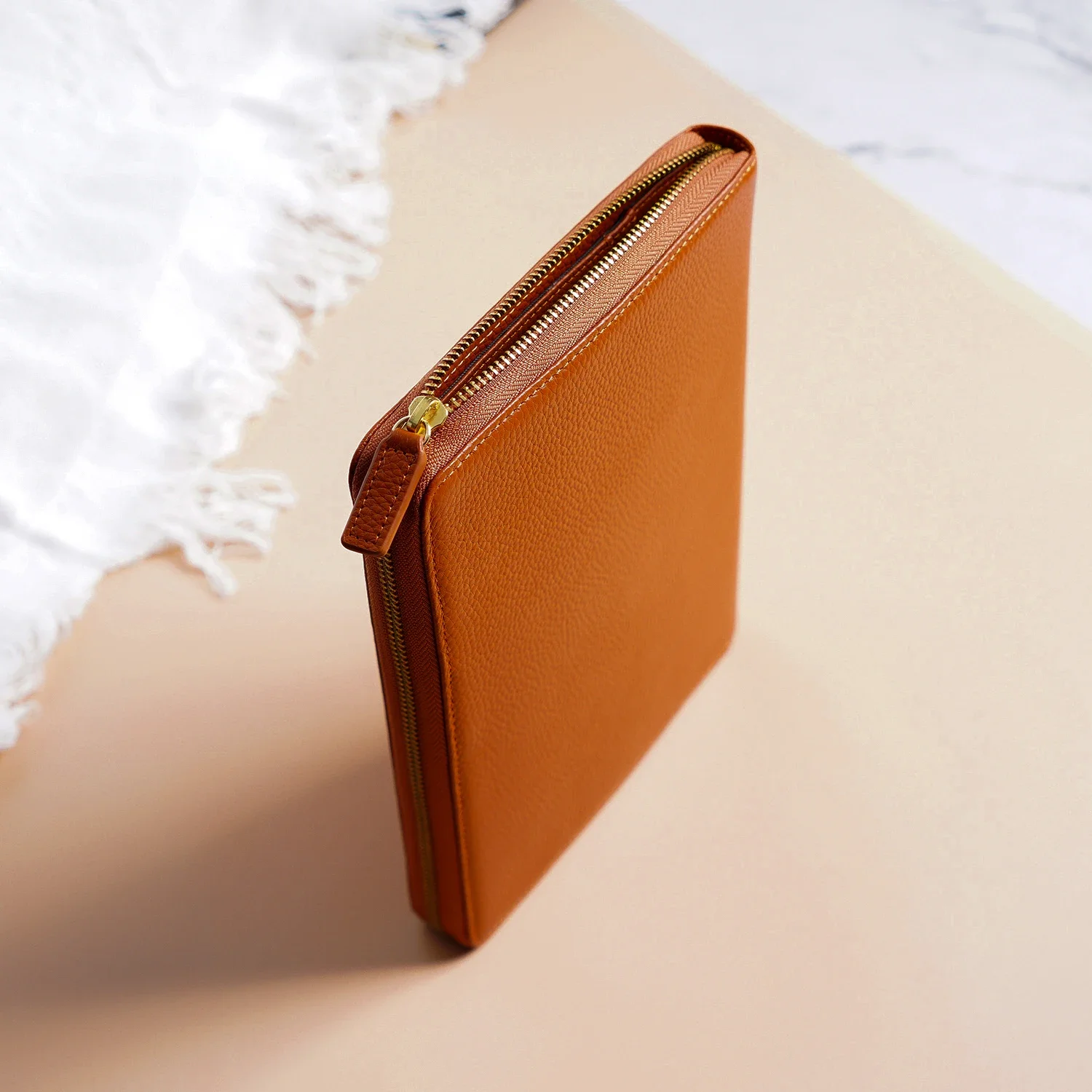 Moterm Genuine Pebbled Grain Leather A5 Zip Cover with Top Pocket Cowhide Planner Zipper Notebook Organizer Agenda Journal Diary 4