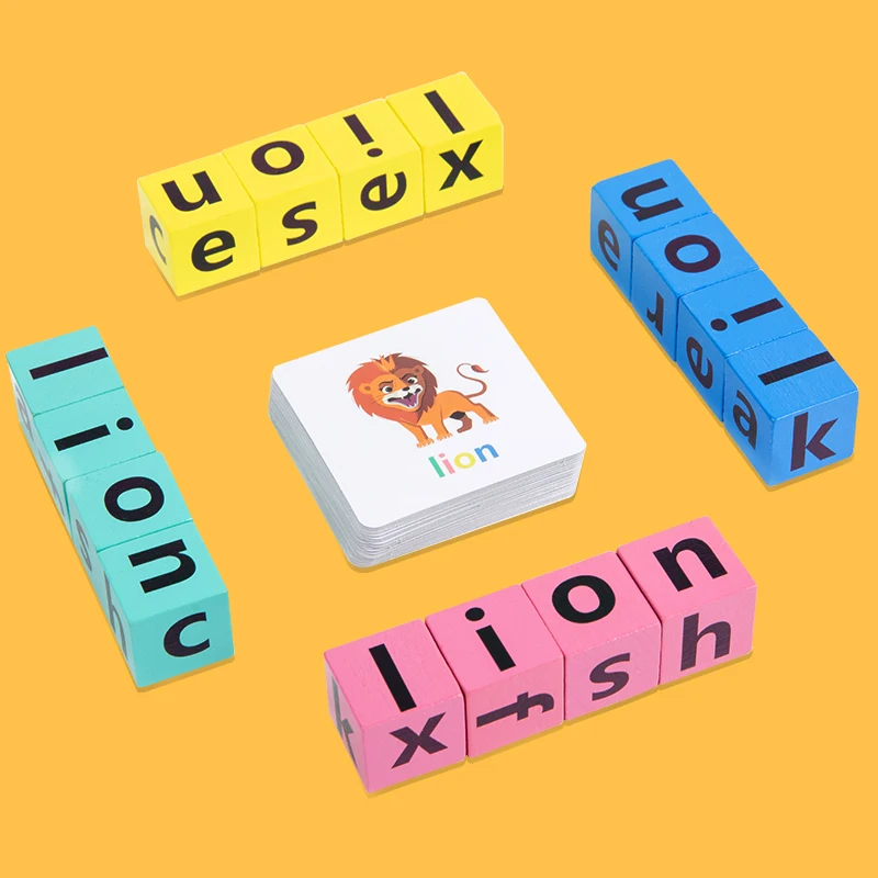 Fun Spelling English Words Game Jigsaw Puzzle Baby Learning Education Toy Toddler Early Enlightenment Training Parent-Child Play the native brook trout art jigsaw puzzle baby toy custom child iq puzzle