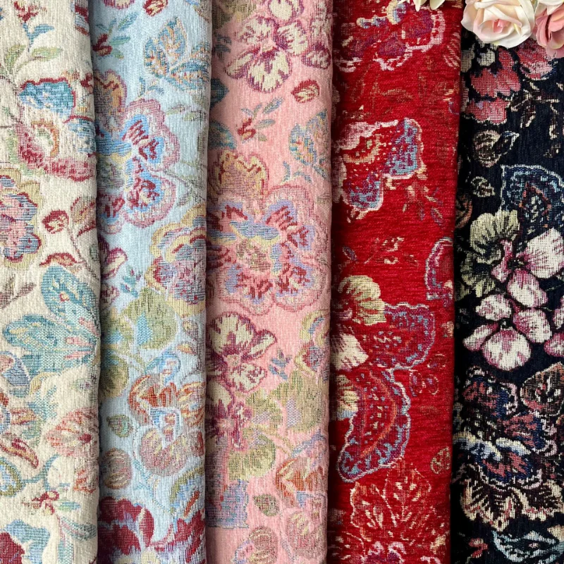 셔닐 실 자카드 패브릭 꽃 중국 스타일 드레스 코트 소파 쿠션 소재 홈 장식 공..