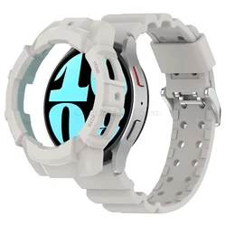 Durable Sports Silicone Armor Case & Band for Samsung Galaxy Watch - Protective Cover & Strap Accessory (Light Gray)
