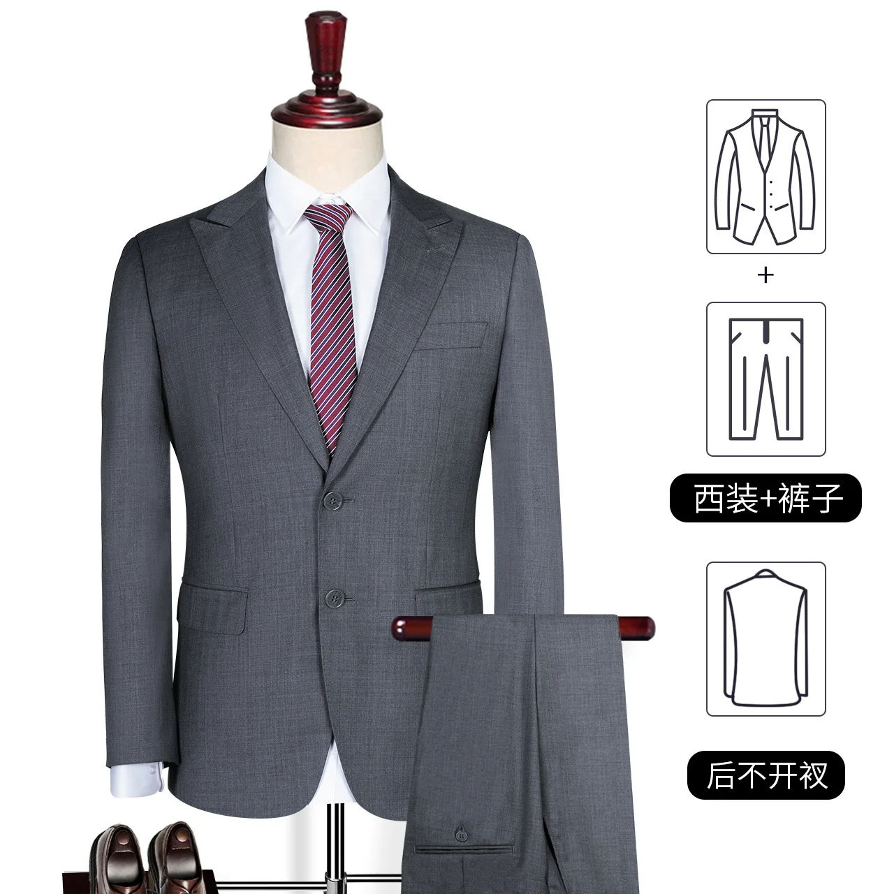 Gray Latest Designs Men Suit Slim Fit Lapel Wedding Tuxedo Made Prom Male Clothing Costume Homme