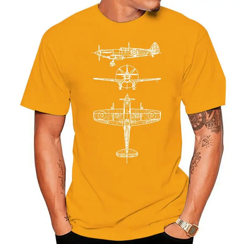 Casual Spitfire Aircraft Blueprints Pilot T Shirt Spitfire Vintage Hilarious Plane Module T-Shirt
