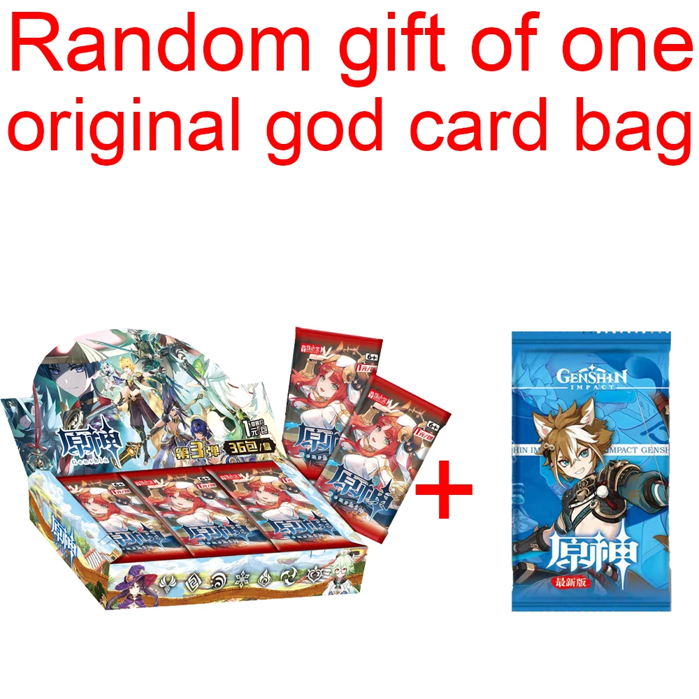 절판된 원신 임팩트 카드 애니메이션 게임 TCG 컬렉션 팩 부스터 박스, 희귀 SSR 주변 장난감, 어린이 가족 선물