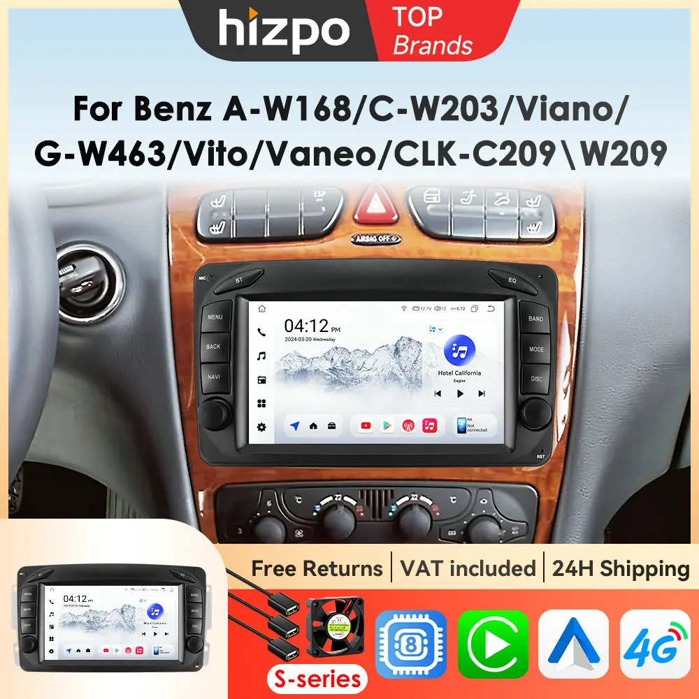 Hizpo 7 "Android sistemas inteligentes de coche para Mercedes Benz CLK W209 C209 W168 W203 W463 Vito Viano 1998-2006 GPS Navi estéreo Carplay 1