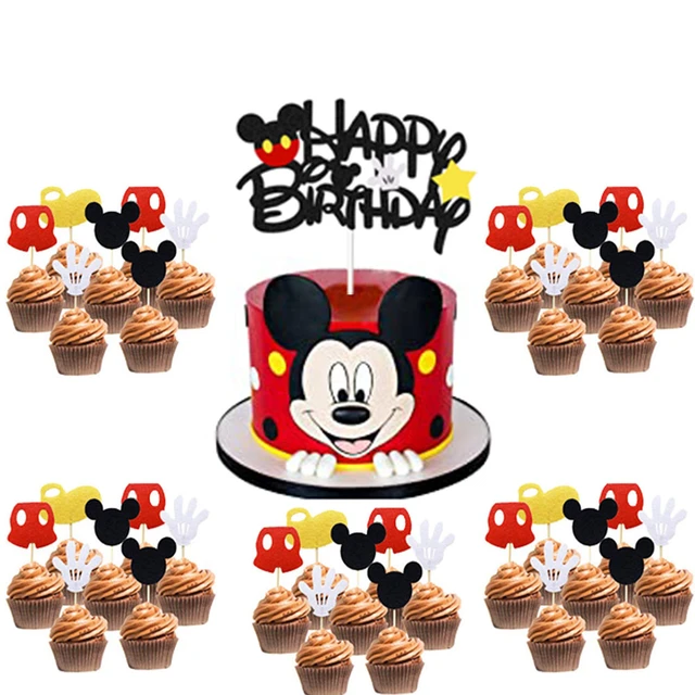 Décoration de gâteau Disney Mickey Mouse, fournitures de fête d'anniversaire  pour bébé - AliExpress