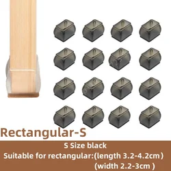 Black Silicone Non - Slip Chair Leg Pads - Floor Protector Mats - 16Pcs (S - Rectangular - Black)