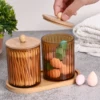 2/3PCS Amber Bathroom Jars with Tray Vanity Office Use Storage Jar Cotton Balls,Clips,Sponges,Floss Pick Apothecary Jars 2