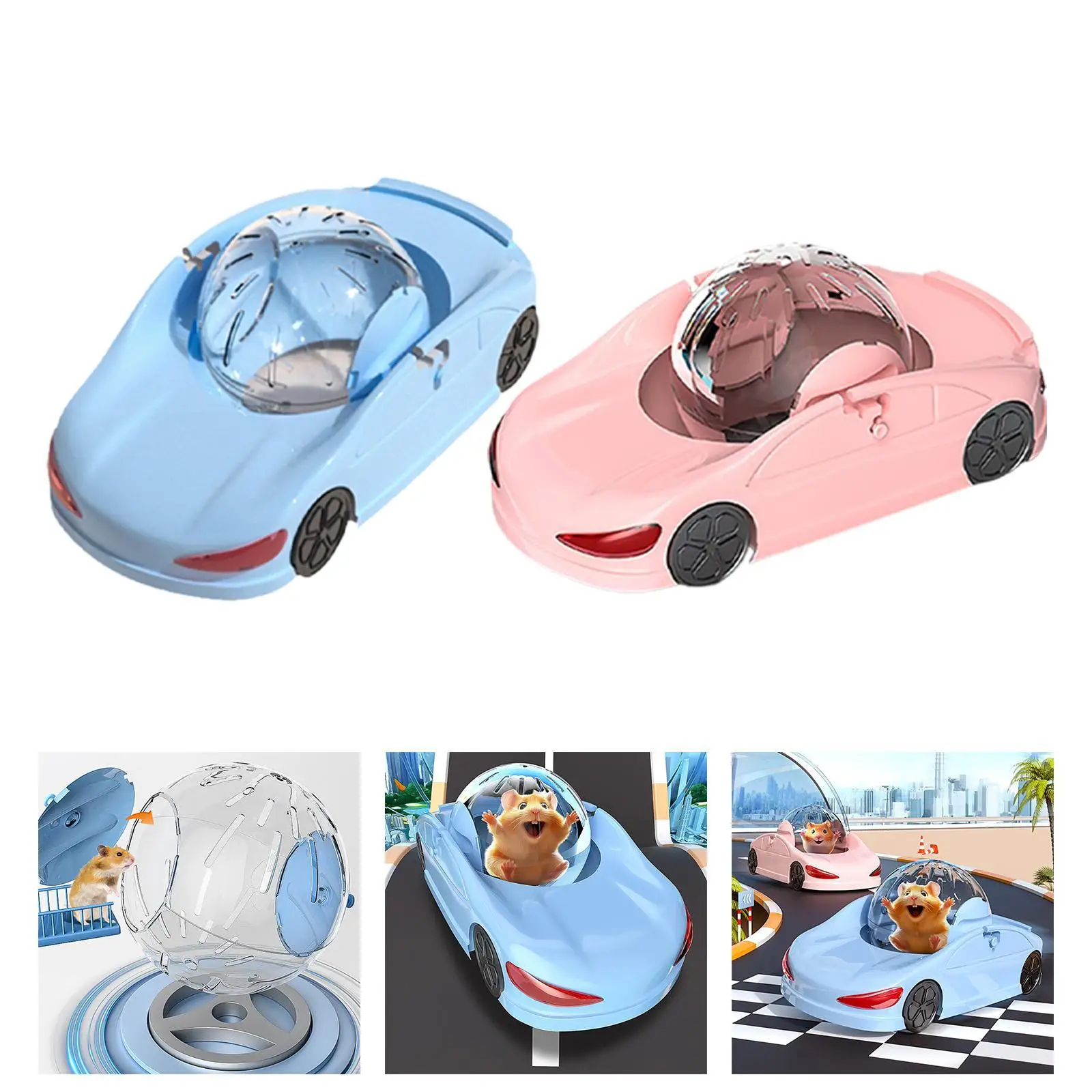 Hamster Toy Car Hamster Exercise Wheel Removable Funny Quiet Multifunction Small
