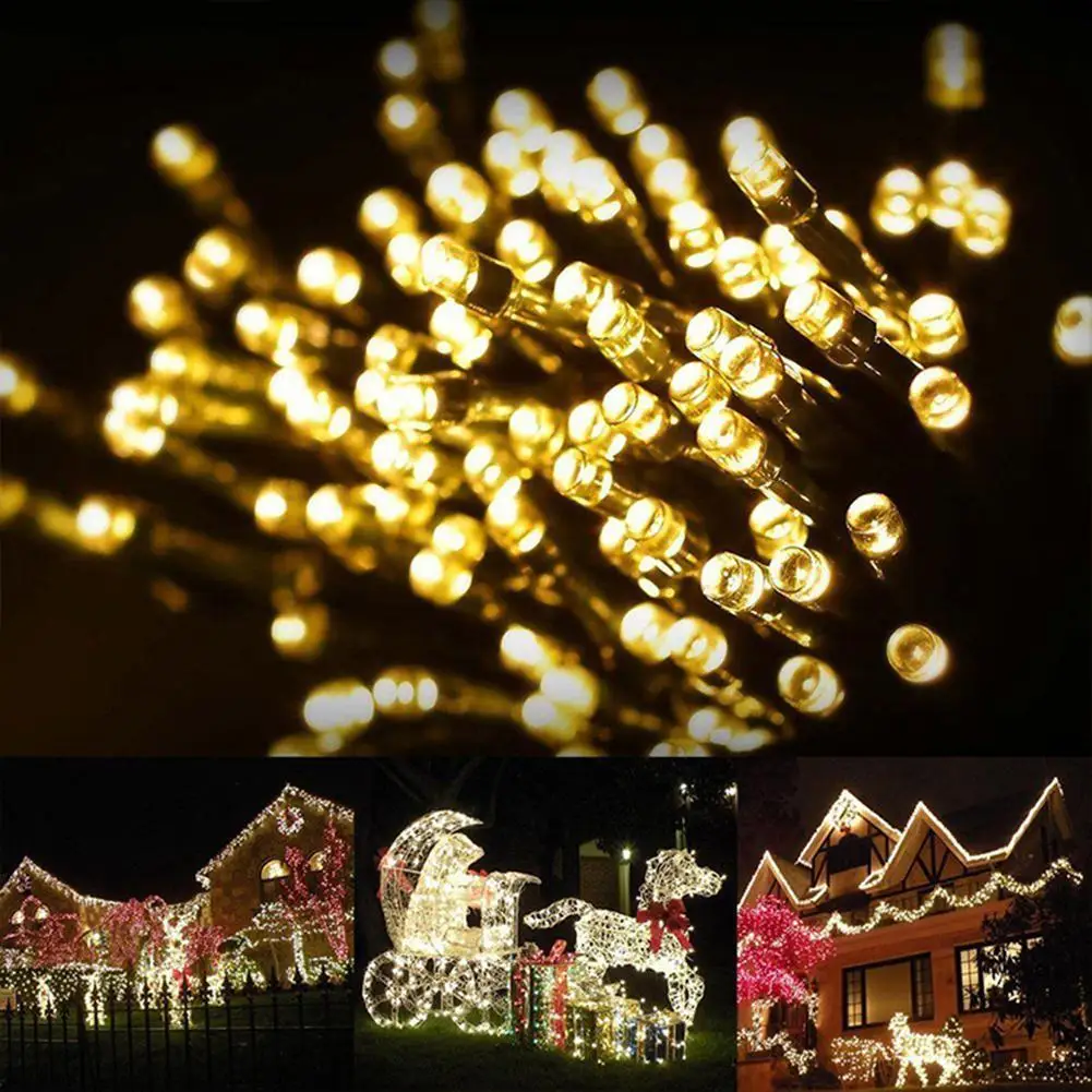 

22m 200 Led Solar String Lights 8 Functions Outdoor Waterproof Decorative Lights For Garden Terrace Christmas Tree Decor