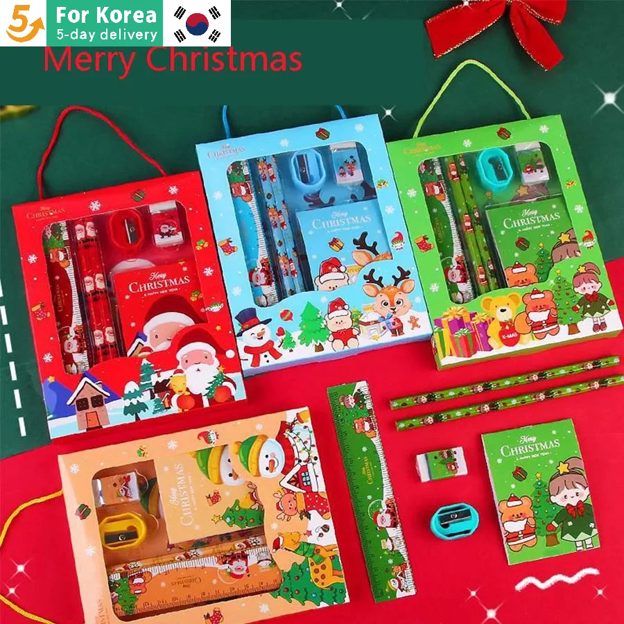 1pc-Christmas-Stationery-Set-Kids-Cartoon-Pencils-Eraser-Ruler-Memo ...