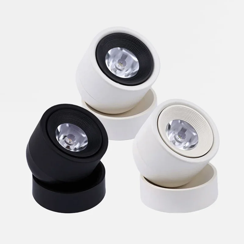 CRI95 Surface Mounted Dimmable LED Downlight 7W9W12W15W20W24W 360 &deg; Rotatable And Foldable Ceiling Lamp COB Spotlight AC90V-260V