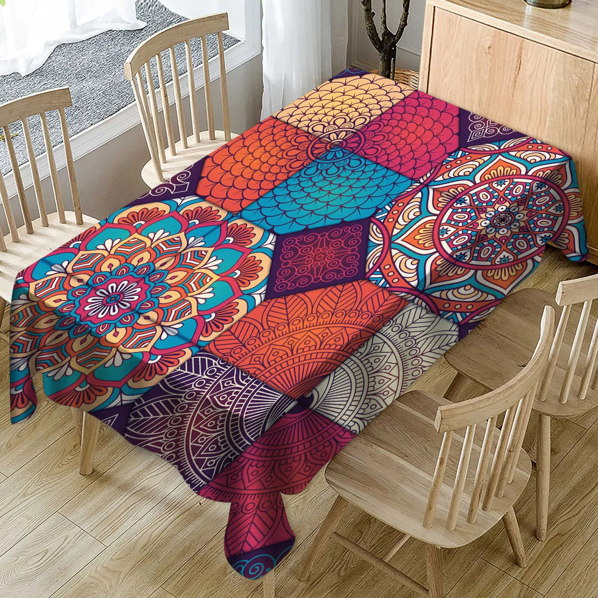 Ethnic Style Pattern Table Cloth Waterproof Oxford Cloth Rectangular