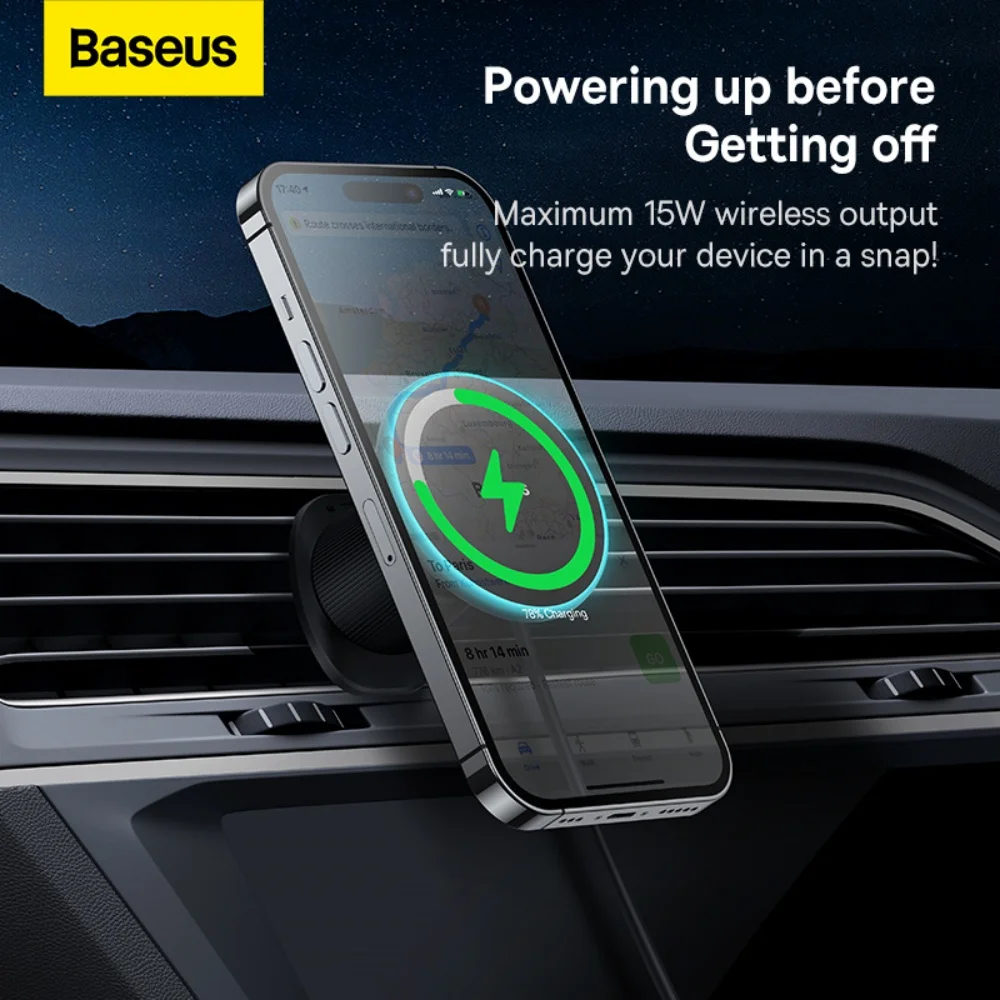 Baseus 15W Magnetic Fast Wireless Car Charger and Holder