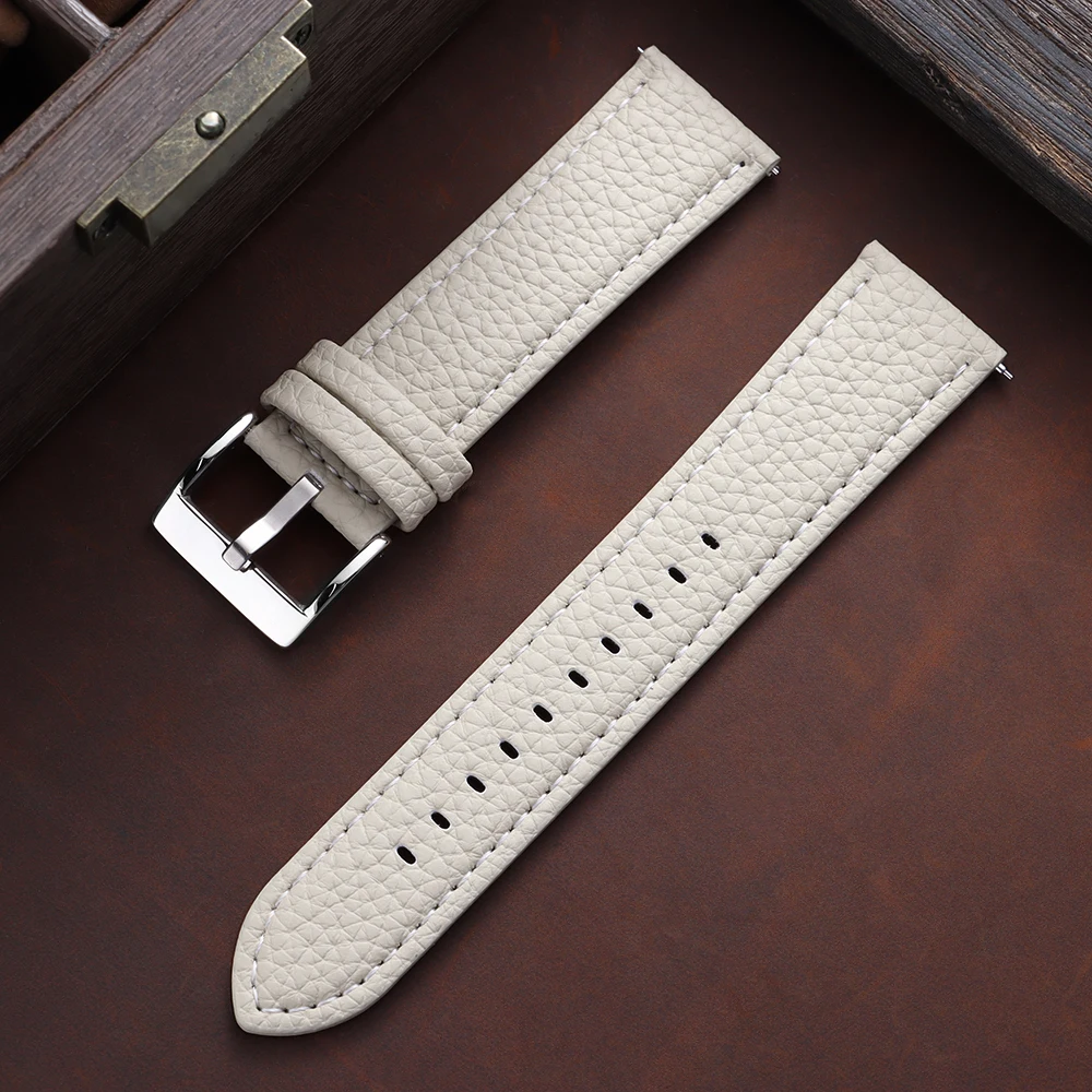 Lychee Pattern Leather Quick Release Watch Strap Bracelet