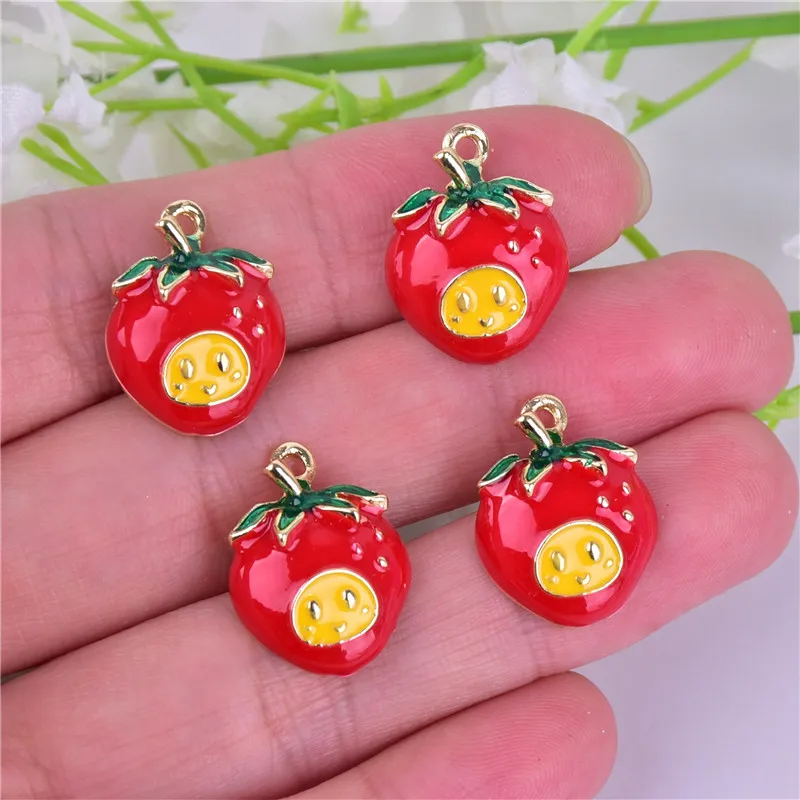 

10 шт., металлические подвески в виде клубники, 22x23 мм