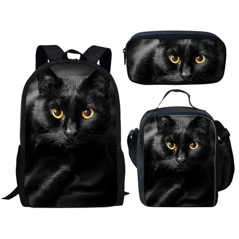 Student School Backpacks With 3D Printing Cat, Laptop Backpack, Backpack, Lunch Bag, Pencil Case, Harajuku, Popular, New, 3Pcs