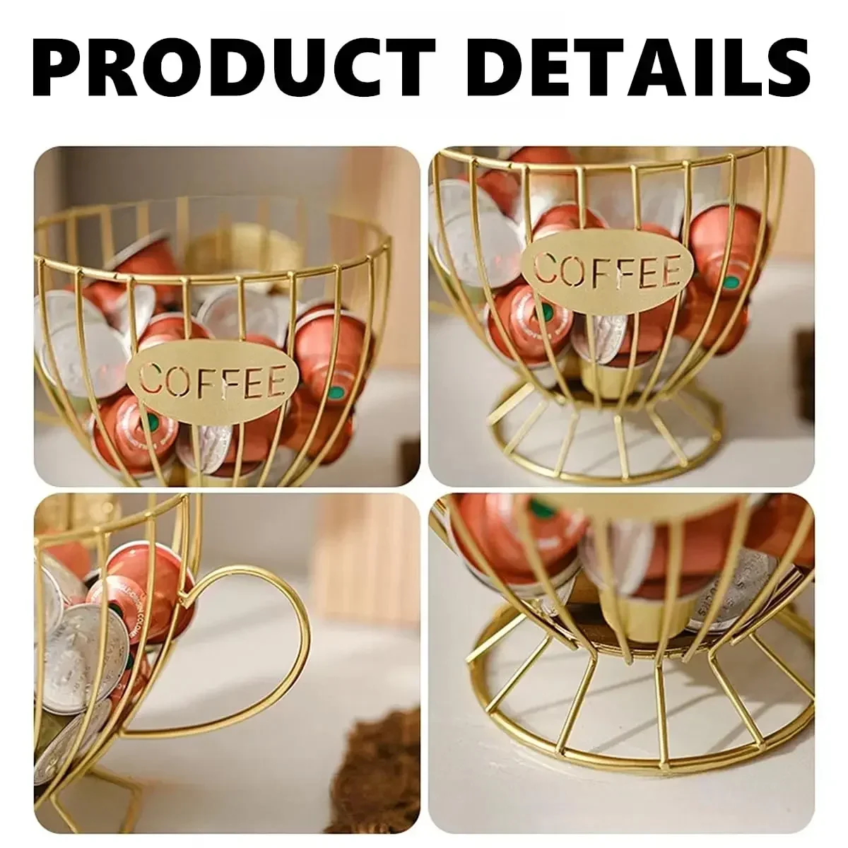 Large Capacity Metal Coffee Capsule Holder Display Rack Coffee Pod Organizer Coffee Shop Bar Display Kitchen Storage Accessories