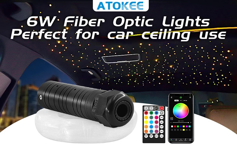 Description Picture 3 of item6w Starry Sky Car Optical Fiber Star Roof Ceiling Lamp Car Decoration LED Lights APP Control Music Control