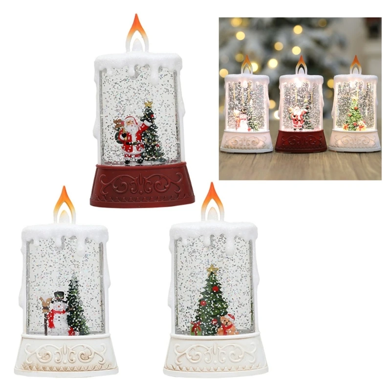 

Christmas Water Snowing Candle Light Wind Lamps for Home Church LED Lights