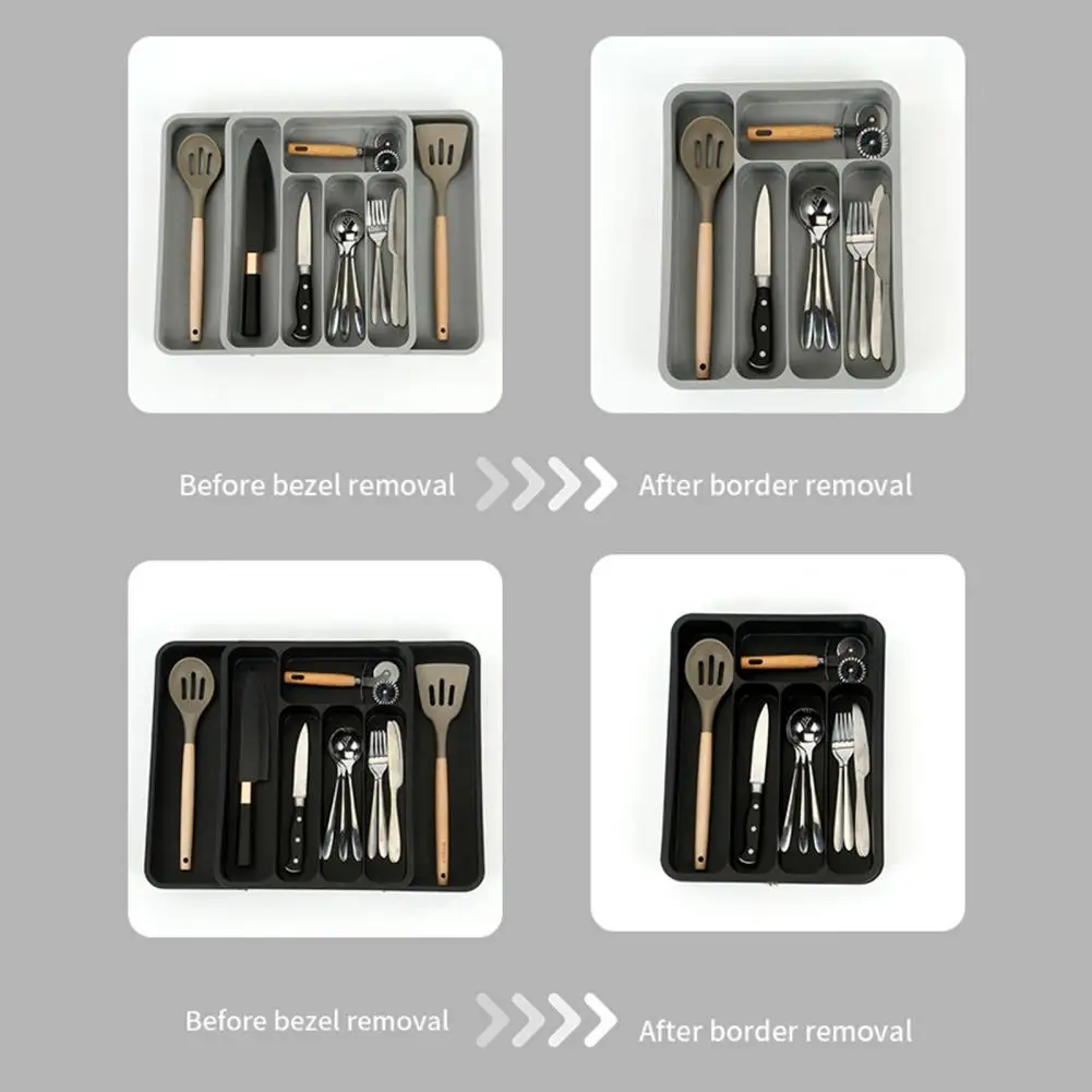 

Space-saving Utensil Organizer Expandable Cutlery Storage Box with Multi Compartments for Forks Spoons Chopsticks for Tableware