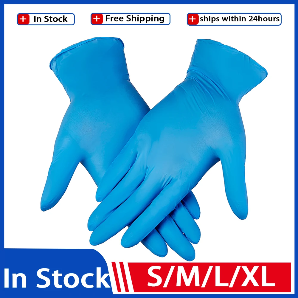100pcs/lot Nitrile Gloves Pink Black Food Grade Waterproof Allergy Free