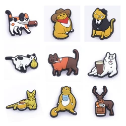 1PCS Cute Cat Dog Elk PVC Shoe Charms Animal Shoes Buckle Decorations Fits Clogs Wristband Bracelet Accesories Kid Gifts