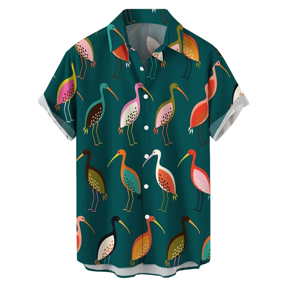 

Men's Hawaiian Shirt Short Sleeve Rocket Print Lapel Single Breasted Casual Summer Clothing Oversized Comfort
