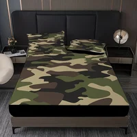 Classic Camouflage Pattern Fitted Sheet Set 1* Fitted Sheet+2*Pillowcases Mattress Covers Soft Breathable Bedding Set 2