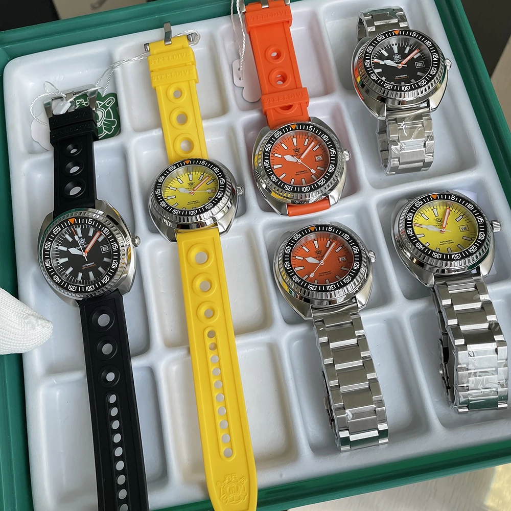 SD1983 STEELDIVE 49MM Yellow Dial Men's Diving Wristwatch Stainless Steel Automatic Watch 1000M Waterproof Mechanical Watch