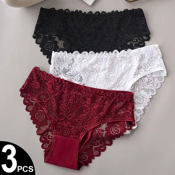 3 pz/set di lusso ricamo floreale mutandine di pizzo slip da donna sexy lingerie cava biancheria intima femminile signore mutande traspiranti