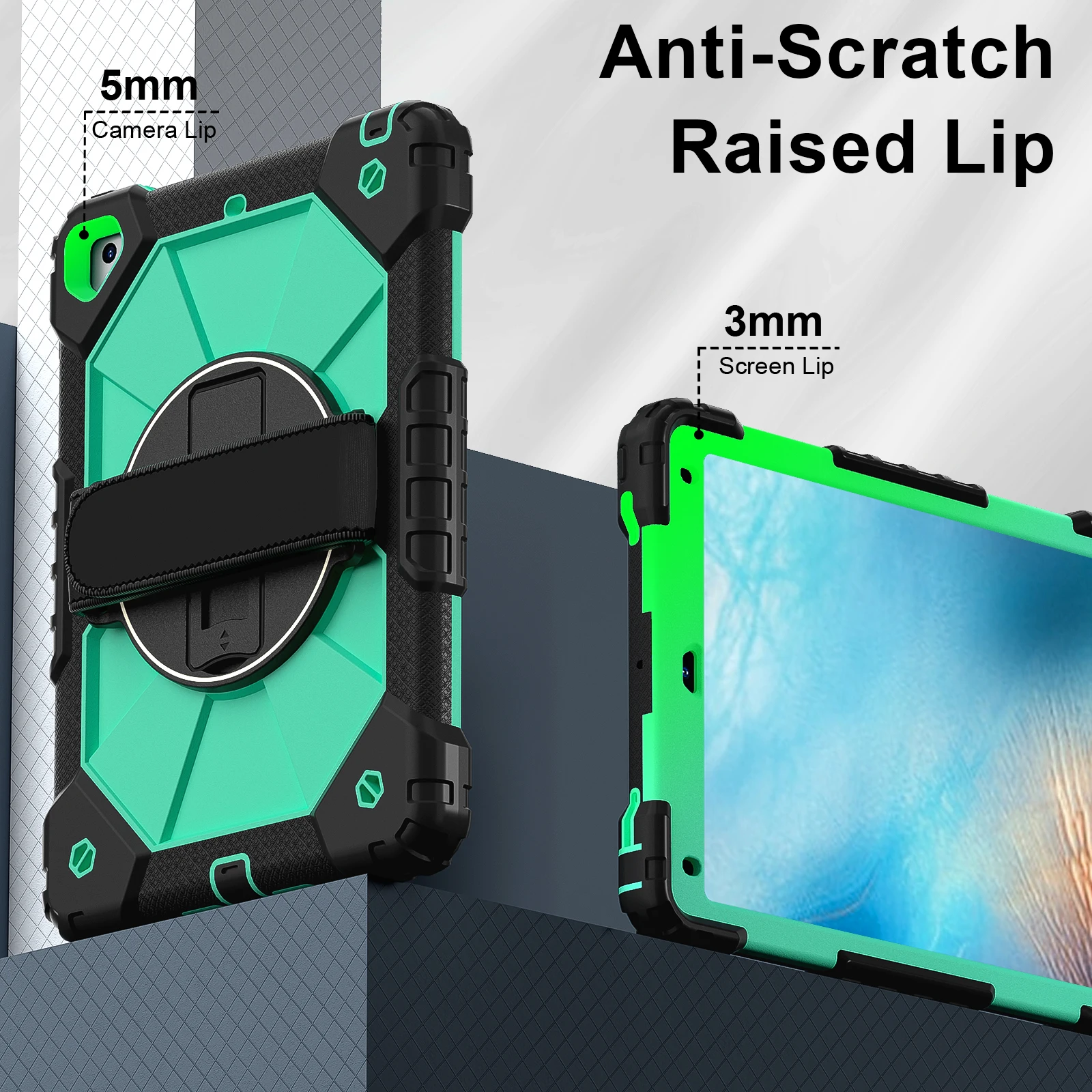 Silicone & Pc Armor Case With Rotating Kickstand For Ipad Pro 9.7_voghion.com