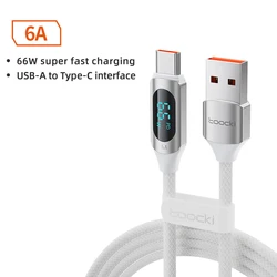 High-Speed 100W USB-C to USB-C Charging Cable with Display - 1m (66W A-C White)