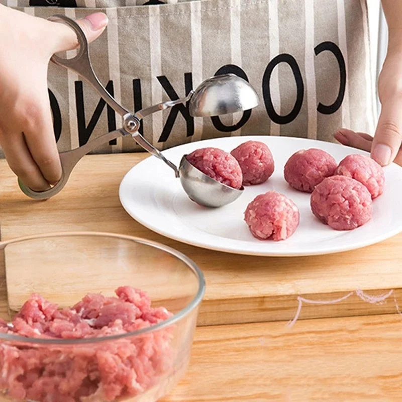 Meatball Maker Kitchen Utensils Meatball Maker Tool Clip Newbie Non Stick Stuffed Meat Ball Spoon Shaper Cooking Scoop Stainless Steel Kitchen Accessories