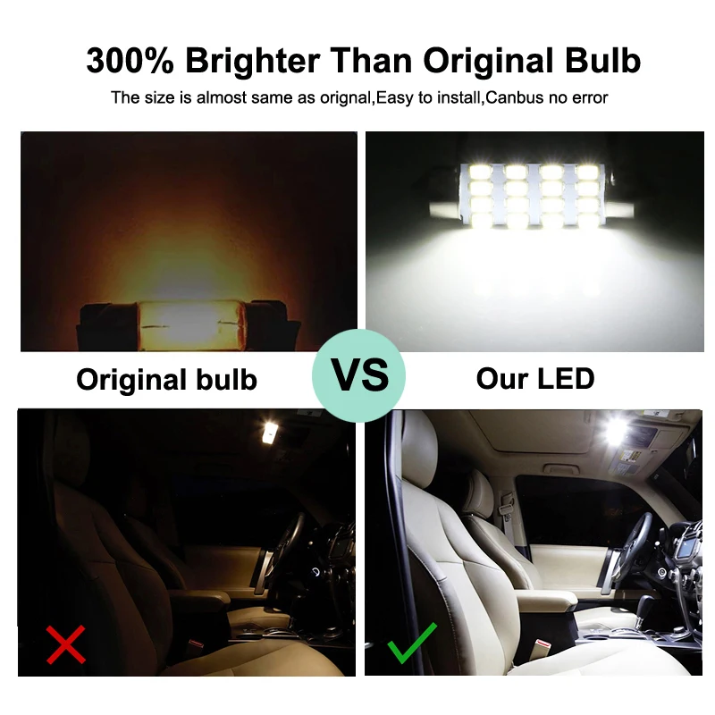 Kit de bombillas LED Canbus para Interior de coche, lámpara de