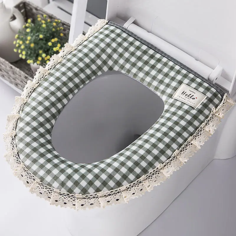 3Pcs 변기 커버 따뜻한 욕실 가정용 Closestool 쿠션 뚜껑 케이스 장식 레이스 WC 커버 패드 유니버설 지퍼 2015