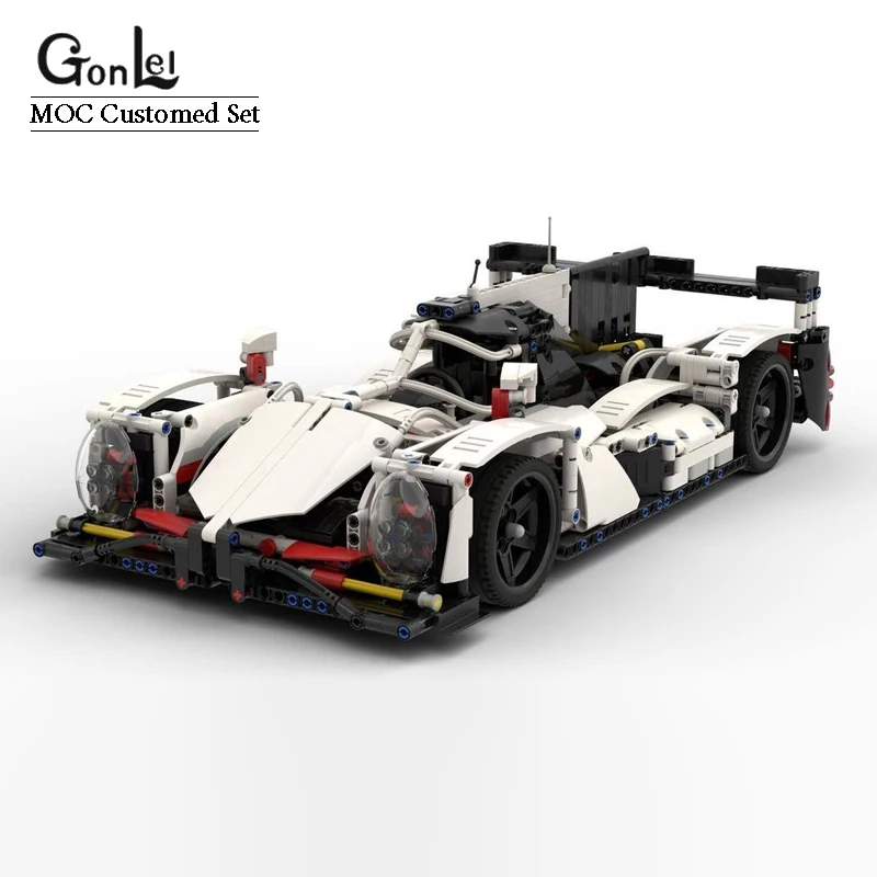 

2023 NEW Technical 24h Le Mans LMP1 Cars with V6 Engine Front and Rear Suspension Functional Steering Wheel MOC Blocks DIY Toys