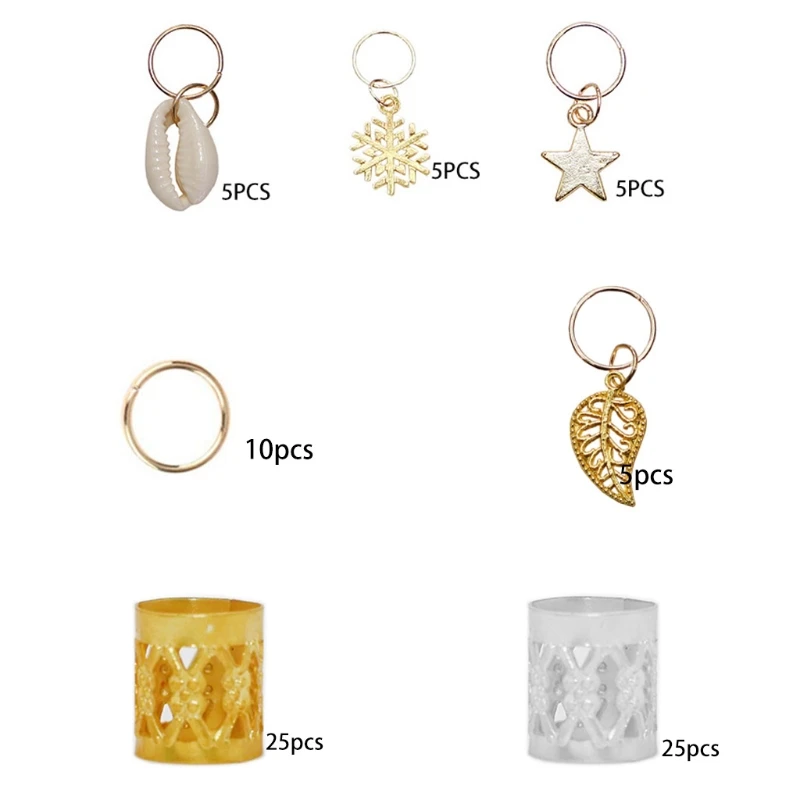 

80шт украшения для волос оплетка кольца украшения подвески дреды бусины металлические манжеты R3MF